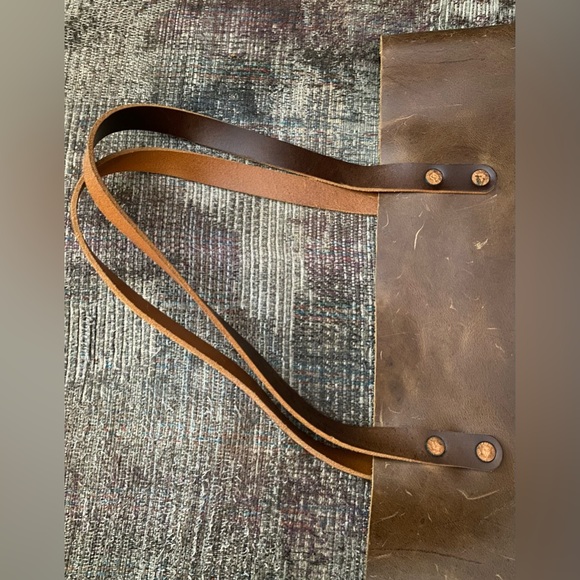 KMM& Co. Brown Leather Tote Bag. - Picture 6 of 14